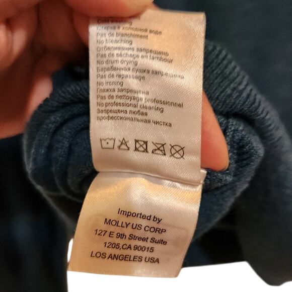 Molly Bracken Navy Blue Casual Long Sleeve Pullover Mock Neck Sweater Large - Picture 10 of 10